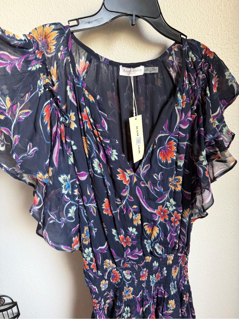 NWT Ramy Brook Averill Floral Print Tiered Mini Dress Smocked Waist Sz S - Picture 5 of 10